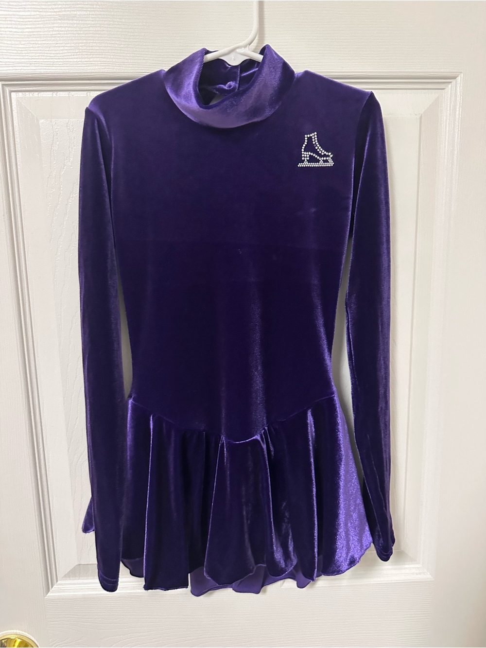 Capezio Girls' Purple Velvet Figure Skating Dress with Rhinestone Skate